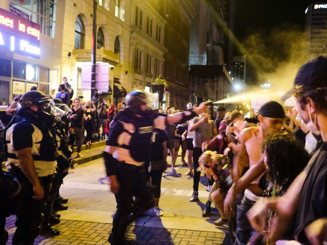 Protests in Columbus sparked similar protests in Cleveland on Saturday. Police are now investigating who destroyed property during the protests.