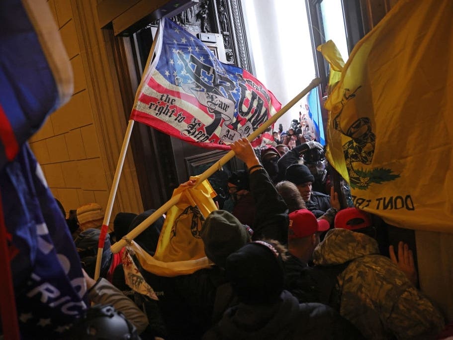 Protesters supporting President Donald Trump break into the U.S. Capitol on Jan. 6. 