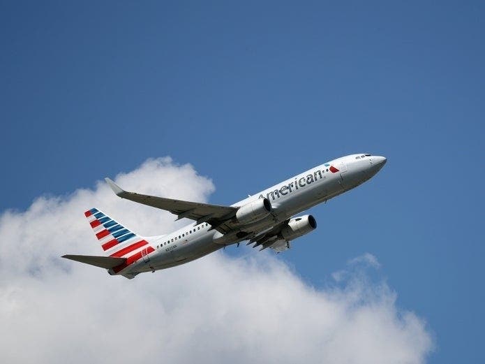 A Boeing 737-A23 operated by American Airlines takes off from JFK Airport on Aug. 24, 2019. 