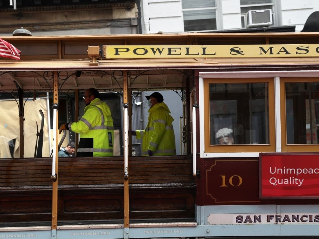 An operator wears a protective mask on March 7, 2020 in San Francisco, California. As the Coronavirus continues to spread, people are taking precautions to keep themselves and the general public safe by cleaning surfaces and wearing protective masks.