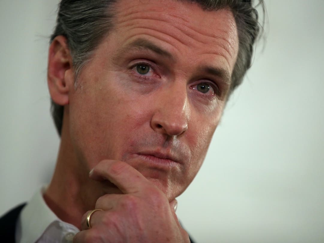 California Gov. Gavin Newsom looks on during a a news conference about the state's efforts on the homelessness crisis on January 16, 2020 in Oakland, California. 
