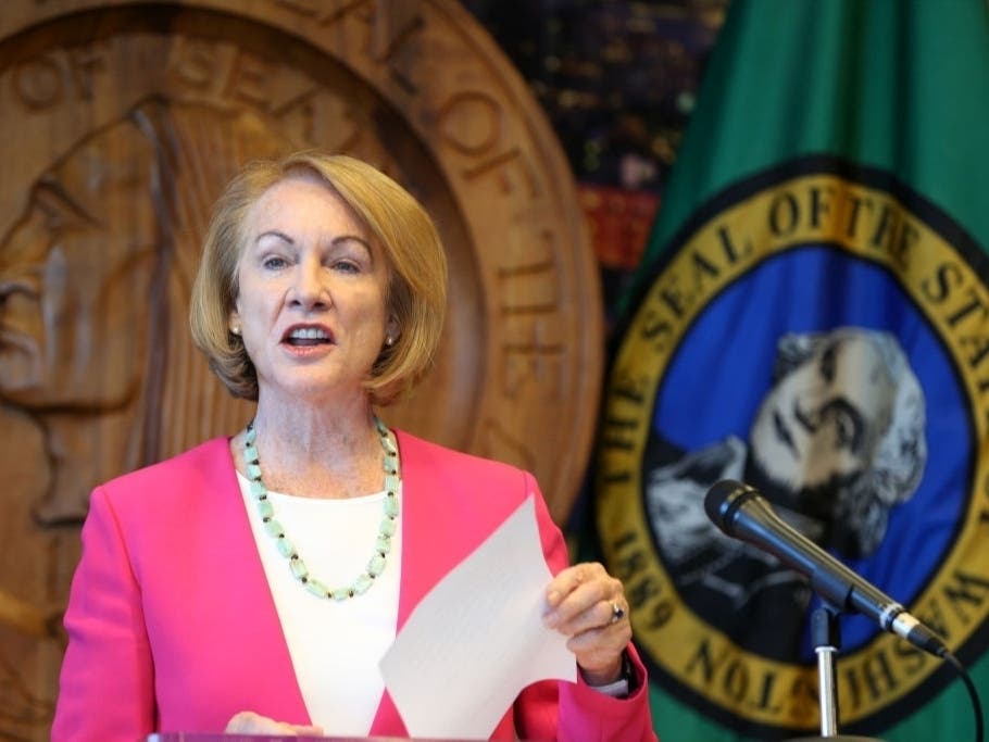 Seattle Mayor Jenny Durkan speaks at a press conference at Seattle City Hall on August 11, 2020 in Seattle.