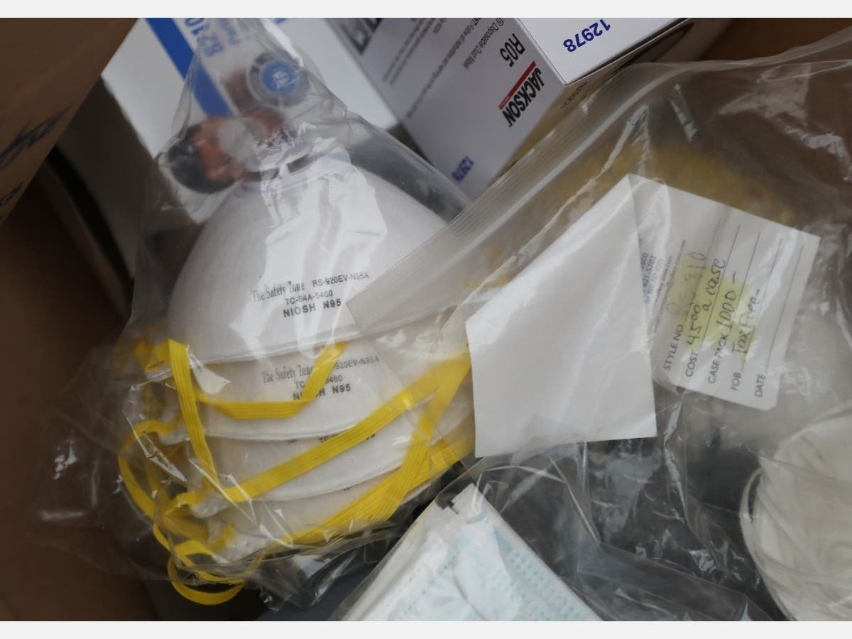 Officials will be taking thousands of hoarded masks, gowns, sanitizer and more to donate them to health care workers.