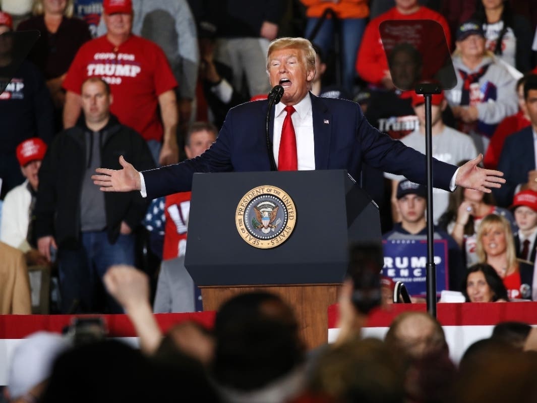 President Trump, pictured above at a campaign rally in Wildwood, New Jersey, mused he may speak at MetLife Stadium this summer. 