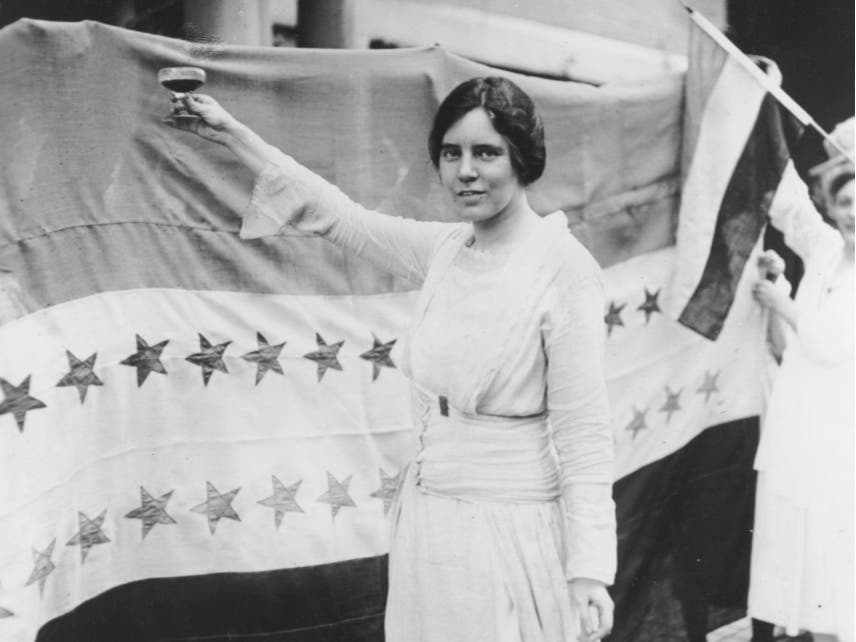 American suffragist Alice Paul (1885-1977) toasting Tennessee's Ratification of the 19th Amendment in August 1920.