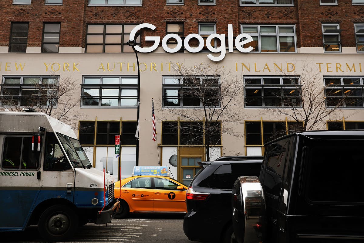 Cars drive by Google's New York offices on March 5, 2018 in New York City. 