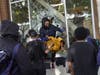  person jumps from a store window during widespread protests and unrest in response to the death of George Floyd on May 31, 2020 in Santa Monica, California. Protests continue in cities throughout the country after Floyd died in police custody.