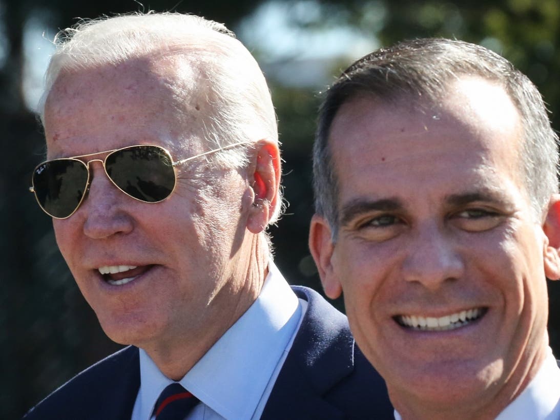 File photo: Mayor Eric Garcetti Joins Joe Biden At Los Angeles Campaign Event.
