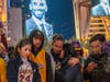 People mourn for former NBA star Kobe Bryant, who was killed in a helicopter crash in Calabasas, California, near Staples Center on January 26, 2020 in Los Angeles, California.