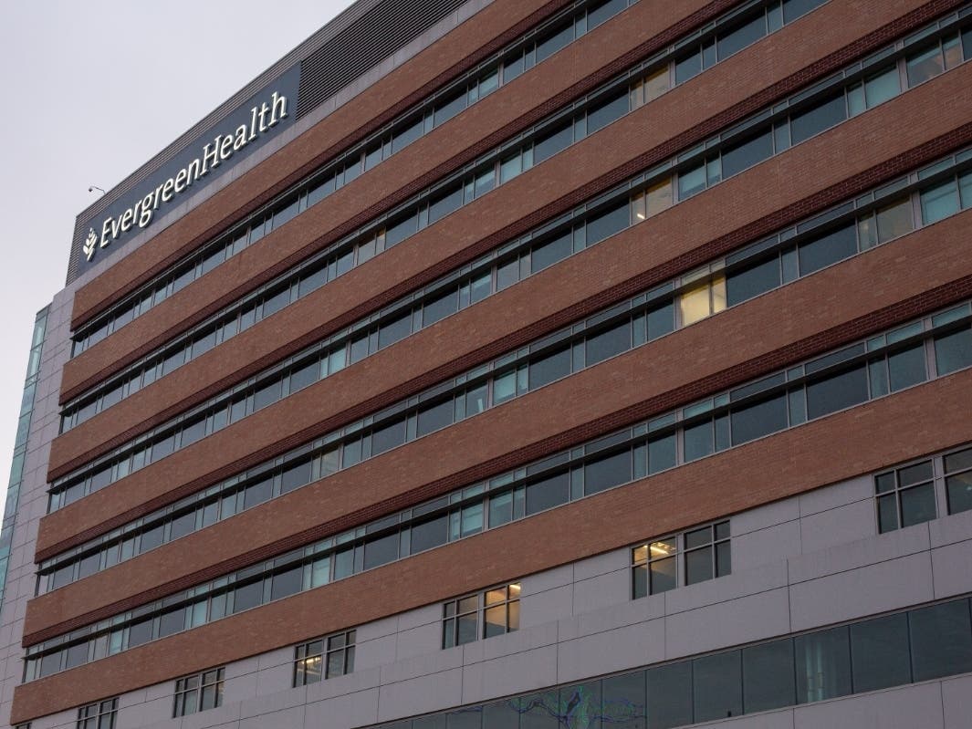 The exterior of EvergreenHealth Medical Center is seen on February 29, 2020 in Kirkland, Washington.