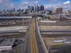 Traffic is light on East First Street after the new restrictions went into effect at midnight as the coronavirus pandemic spreads on March 20, 2020 in Los Angeles, California.