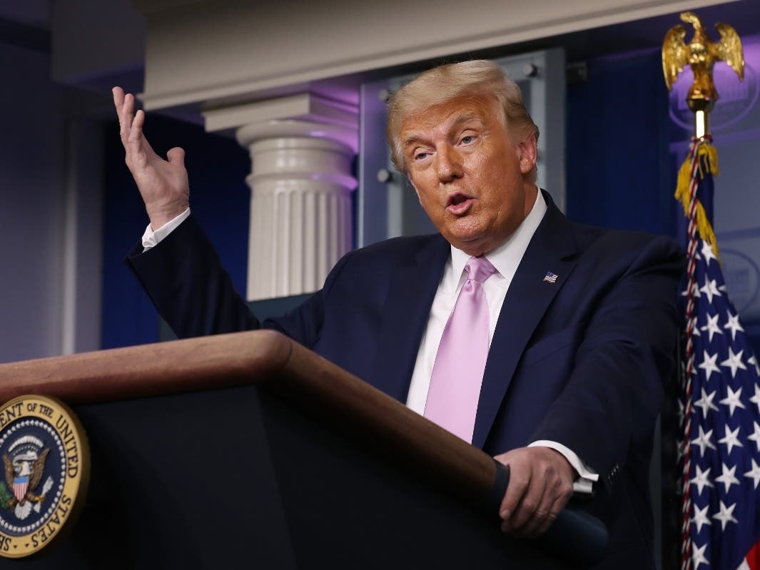 U.S. President Donald Trump holds a news conference in the Brady Press Briefing Room at the White House August 19, 2020 in Washington, DC. 