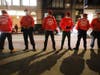 Members of the Guardian Angels, a volunteer organization of unarmed citizens which began in the late 1970's, stand guard near looted stores during a night of protests and vandalism over the death of George Floyd on June 1, 2020 in New York City. 