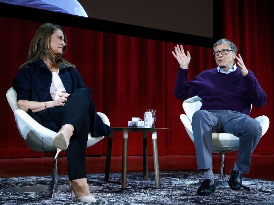 Melinda Gates and Bill Gates speak during the Lin-Manuel Miranda In Conversation with Bill & Melinda Gates panel at Hunter College on Feb. 13, 2018, in New York City.
