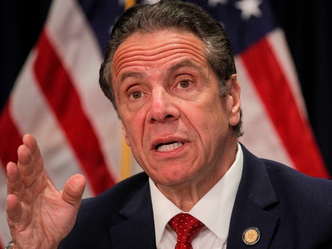 Gov. Andrew Cuomo speaks during a news conference at his office on March 24.