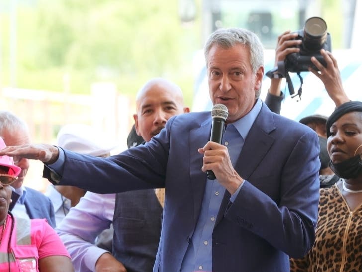 Mayor Bill de Blasio speaks during the Universal Hip Hop Museum groundbreaking ceremony held In Bronx Point on May 20.