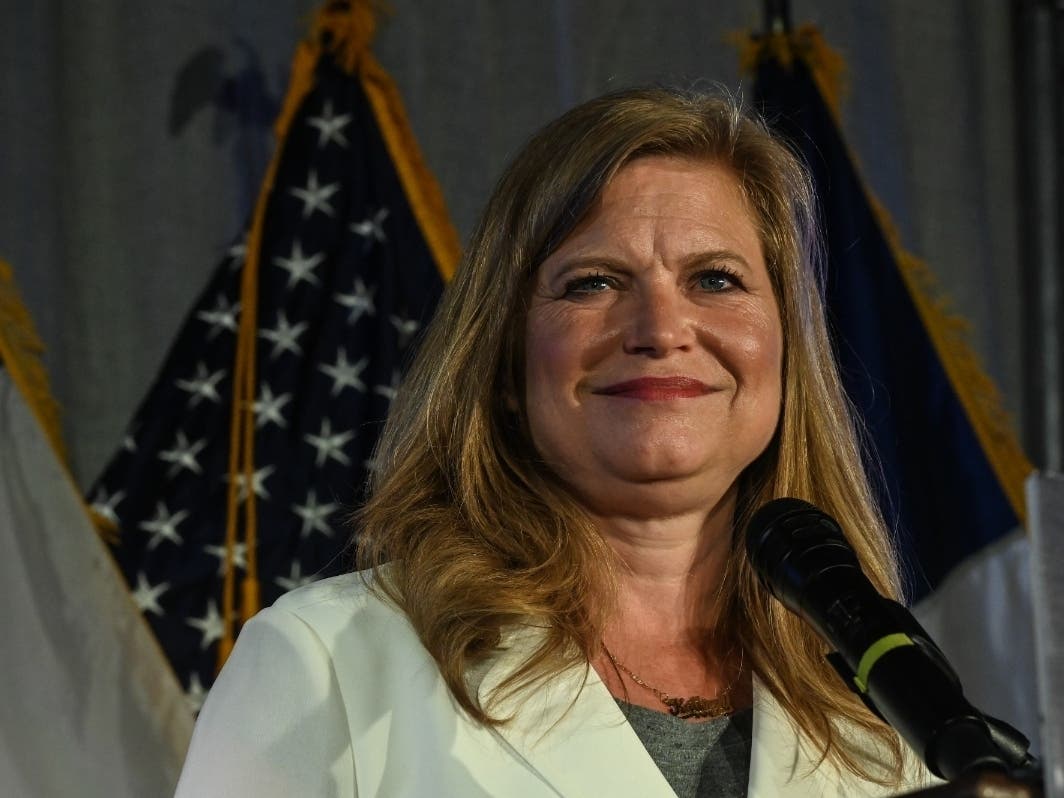 Kathryn Garcia, candidate for Mayor of New York City, delivers remarks to supporters on June 22 in Bushwick.