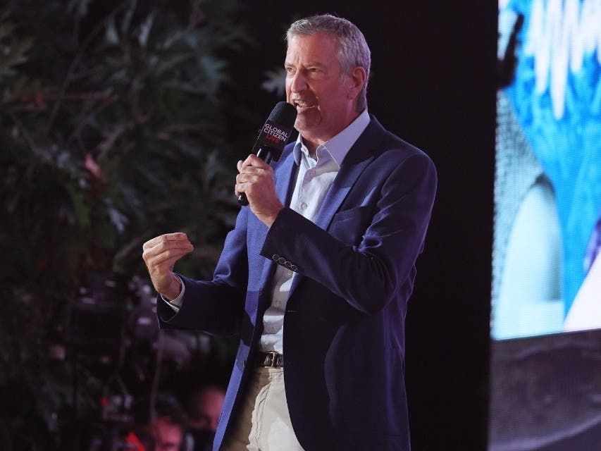 Mayor Bill de Blasio speaks onstage during Global Citizen Live on Sept. 25.