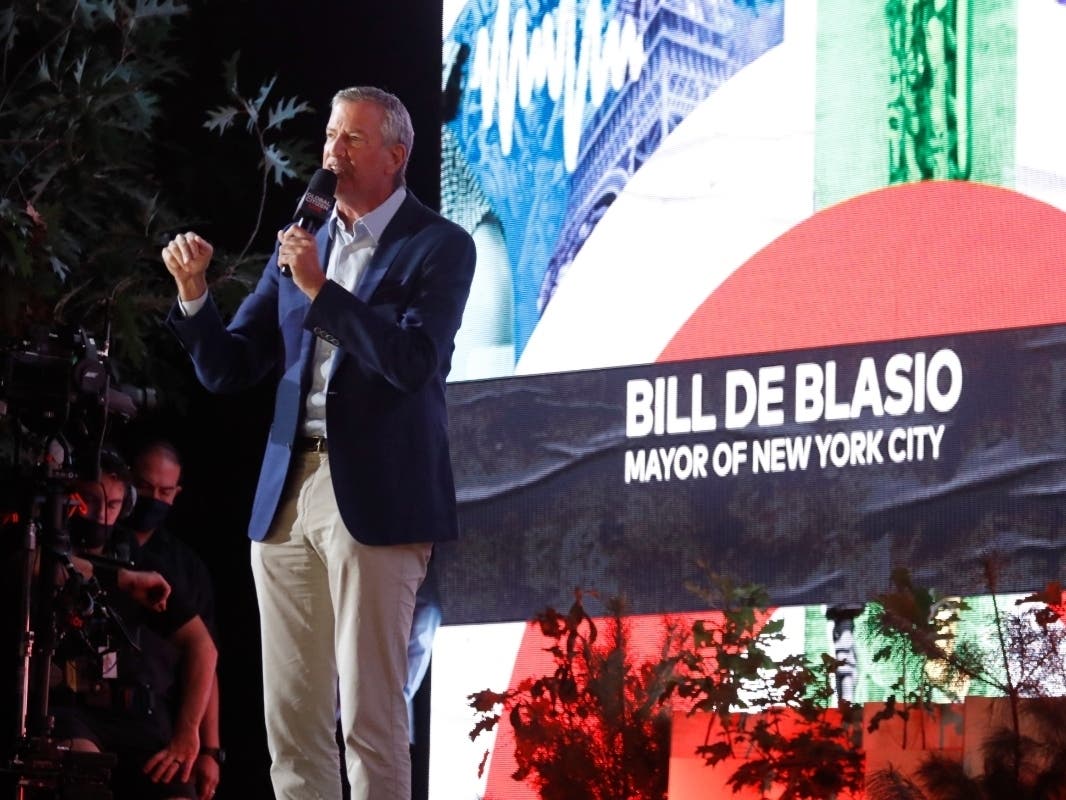 Mayor Bill de Blasio speaks onstage during Global Citizen Live in New York City on Sept. 25.