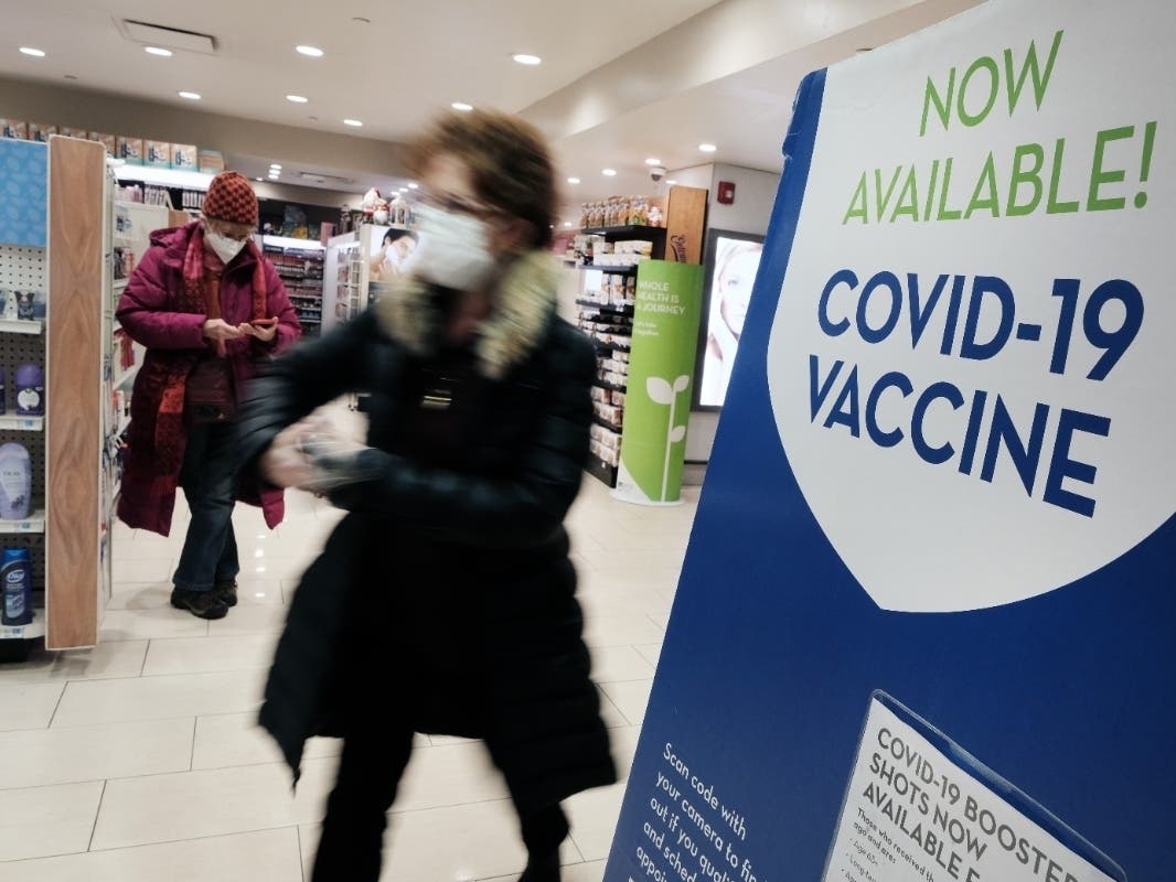 A pharmacy in Grand Central Terminal advertises the COVID-19 vaccine on Dec. 9.