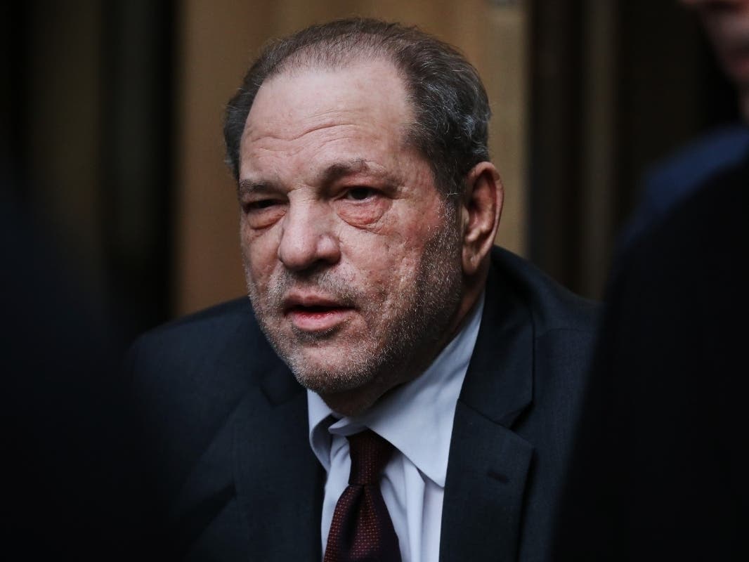 Harvey Weinstein exits a Manhattan court house as a jury continues with deliberations in his trial on Feb. 20, 2020.