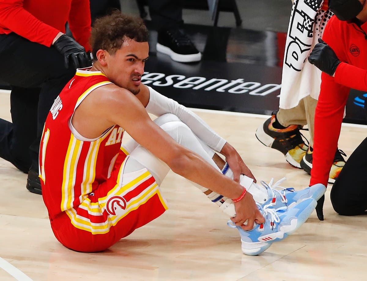 Hawks point guard Trae Young suffered a bone bruise in his right ankle after inadvertently stepping on an official's foot during Sunday's Game 3 loss to the Milwaukee Bucks.