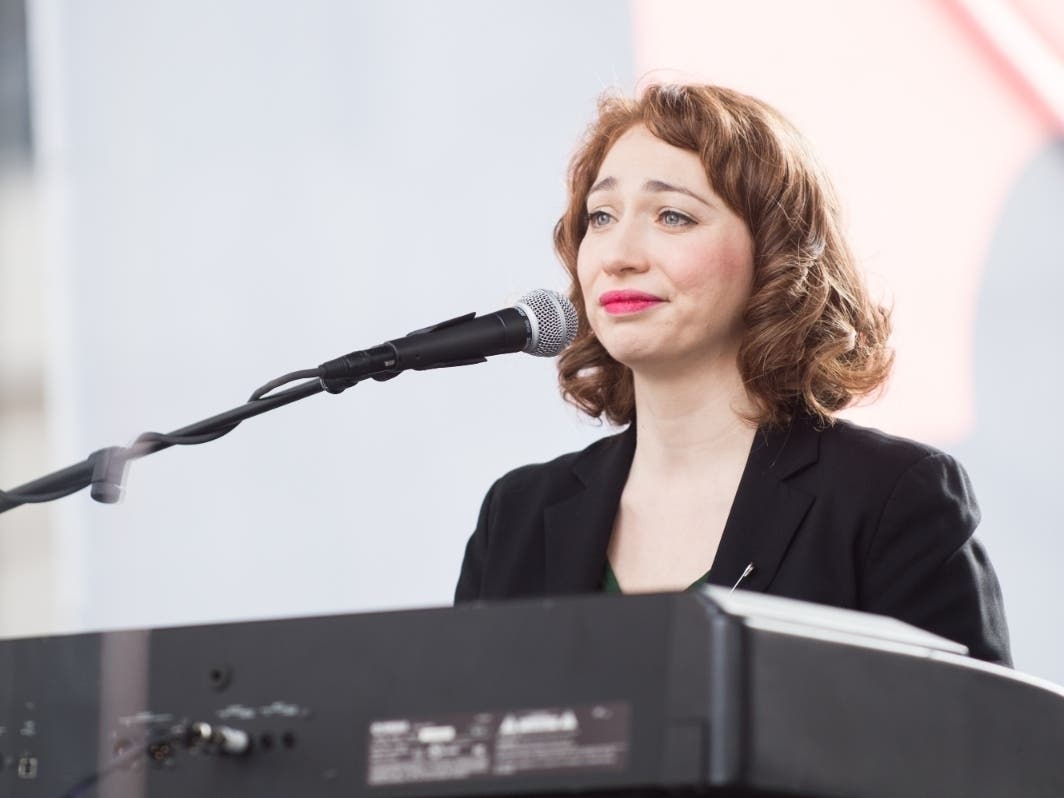 Regina Spektor performs at the women's march in Los Angeles on Jan. 21, 2017. Spektor, an alumna of Fair Lawn High School, is being recruited via tweet to appear in the school's 2020 graduation video.