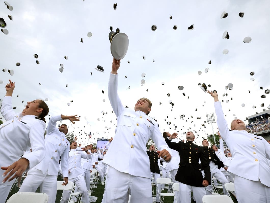 Vice President Kamala Harris delivered a commencement address to Midshipmen graduating from the United States Naval Academy on Friday. The ceremony took place at Navy-Marine Corps Memorial Stadium in Annapolis.
