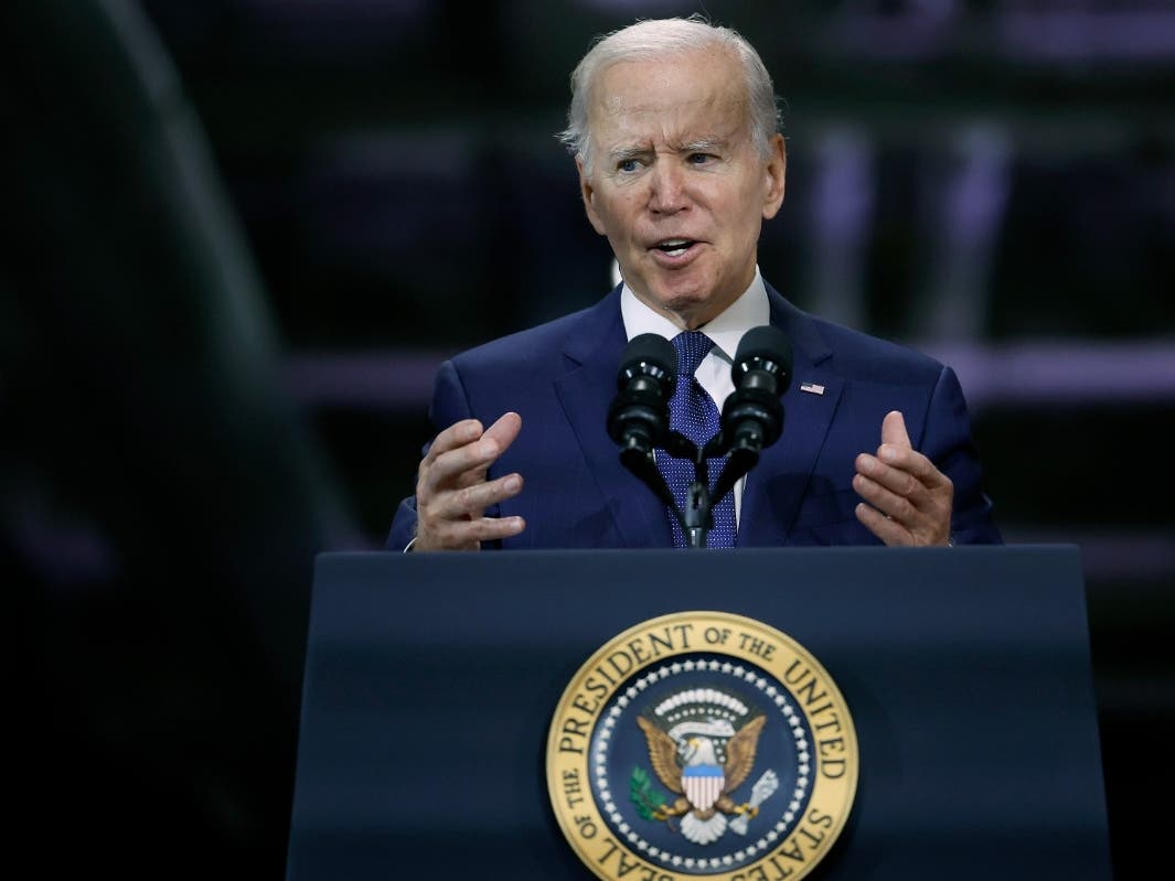 President Joe Biden on Thursday announced marijuana possession pardons. The Democrat is pictured above at an unrelated Friday event in Hagerstown.