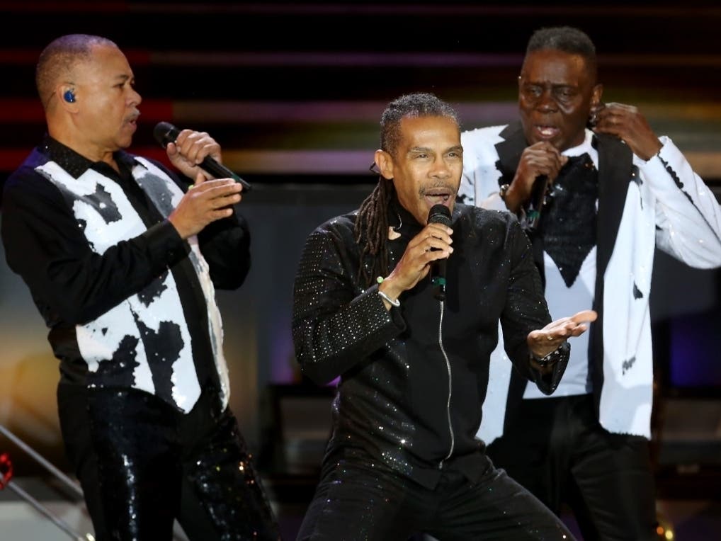 (L-R) Ralph Johnson, B. David Whitworth and Philip Bailey of Earth, Wind and Fire perform during Classic Open Air at Gendarmenmarkt on July 9, 2018 in Berlin, Germany. 