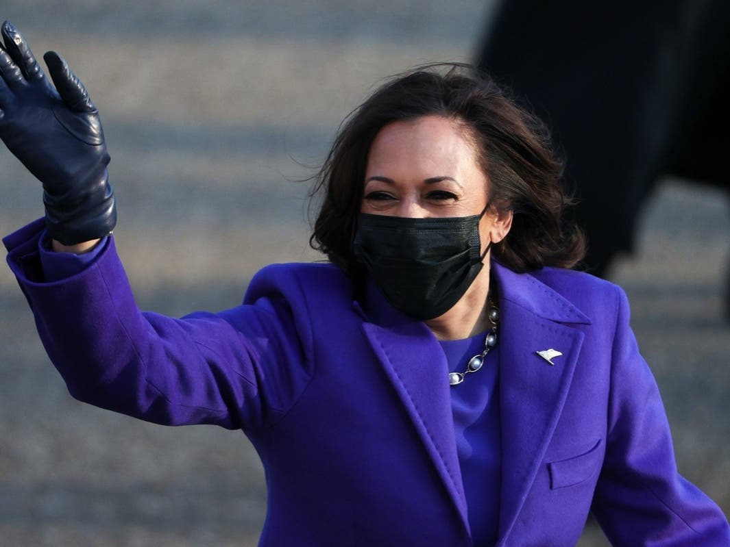 WASHINGTON, DC - JANUARY 20: U.S. Vice President Kamala Harris walks the abbreviated parade route after U.S. President Joe Biden's inauguration on January 20, 2021 in Washington, DC. 