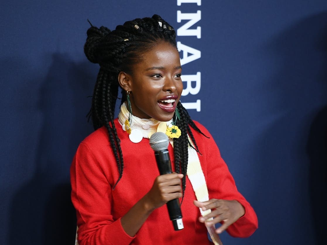 Amanda Gorman speaks onstage during the Prada "Shaping a Sustainable Future Society" conference in New York on November 08, 2019 in New York City.