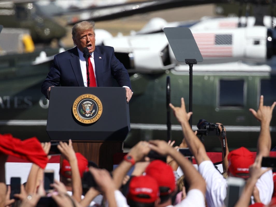 President Donald Trump speaks at a rally in Arizona on Monday. He returned to Florida on Friday for campaign events in The Villages and Pensacola.