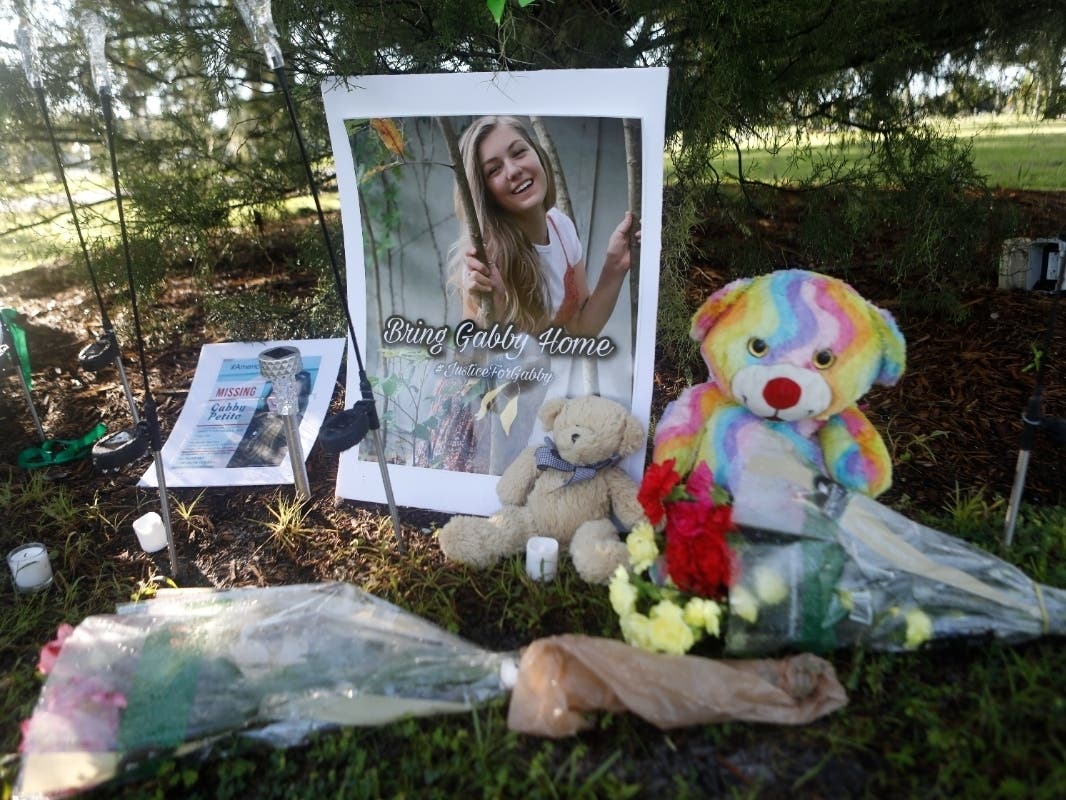 Items honoring Gabby Petito were displayed near North Port City Hall after she was reported missing Sept. 11. Similar items were removed from in front of the Laundrie family home by North Port code enforcement officers Wednesday night.