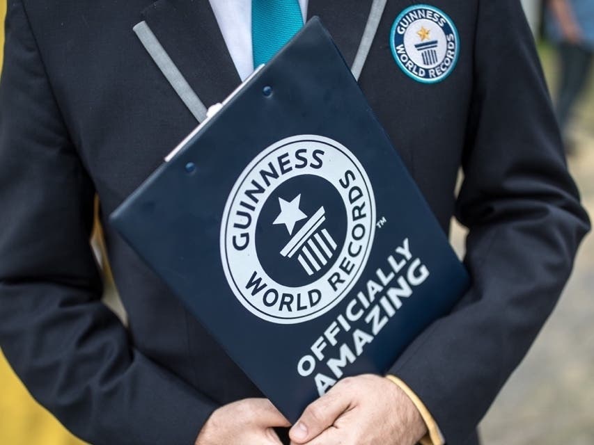 A representative from the Guinness Book of World Records on September 1, 2017 in Duisburg, Germany. 