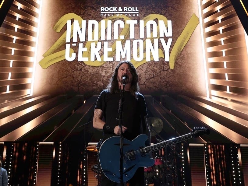 Dave Grohl of The Foo Fighters perform onstage during the 36th Annual Rock & Roll Hall Of Fame Induction Ceremony at Rocket Mortgage Fieldhouse on October 30, 2021 in Cleveland, Ohio.