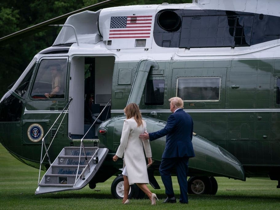 President Donald Trump and First Lady Melania Trump left the White House for a Memorial Day ceremony in Baltimore.