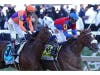 Swiss Skydiver, ridden by jockey Robby Albarado (on the right), beat Authentic, ridden by jockey John Velazquez. She is the sixth filly to win the Preakness Stakes in its 145-year history.