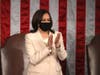 Vice President Kamala Harris applauded during U.S. President Joe Biden's address to a joint session of congress April 28 in Washington, DC, where he spoke about plans to revitalize the economy.
