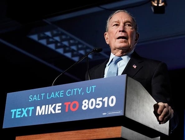Presidential candidate Mike Bloomberg speaks to supporters at a rally Feb. 20 in Salt Lake City, Utah.