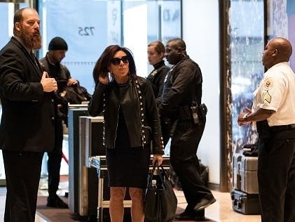 Fox Host Jeanine Pirro arrives at Trump Tower in November 2016, shortly after Donald Trump won the 2016 election.