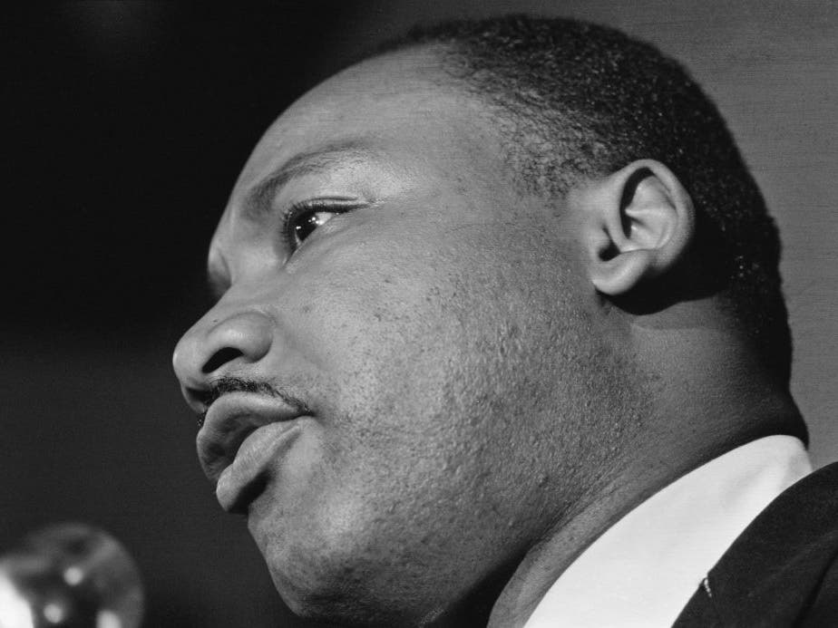 Civil rights activist Martin Luther King Jr. (1929 - 1968) addresses a rally at a church in Birmingham, Alabama, October 1963.