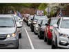 Protesters with the group Reopen Maryland rally near the State House to call on the state to lift the stay-at-home order and reopen the economy on April 18 in Annapolis. Most protesters rallied from inside their cars as they caused gridlock