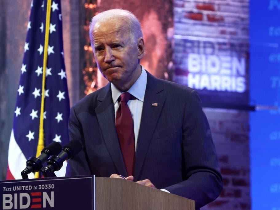 Democratic presidential nominee Joe Biden speaks during a campaign event on Sept. 27 in Wilmington, Delaware.