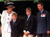 Diana, Princess of Wales with Eton housemaster Dr Andrew Gailey, Prince Harry, Prince William, and Prince Charles on Prince William's first day at Eton College in 1995. A Baltimore attorney has purchased a bike Diana once owned.