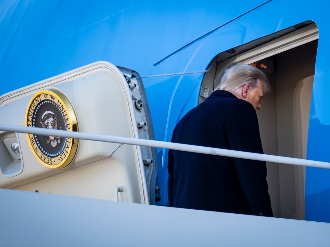 President Trump Departs For Florida At The End Of His Presidency