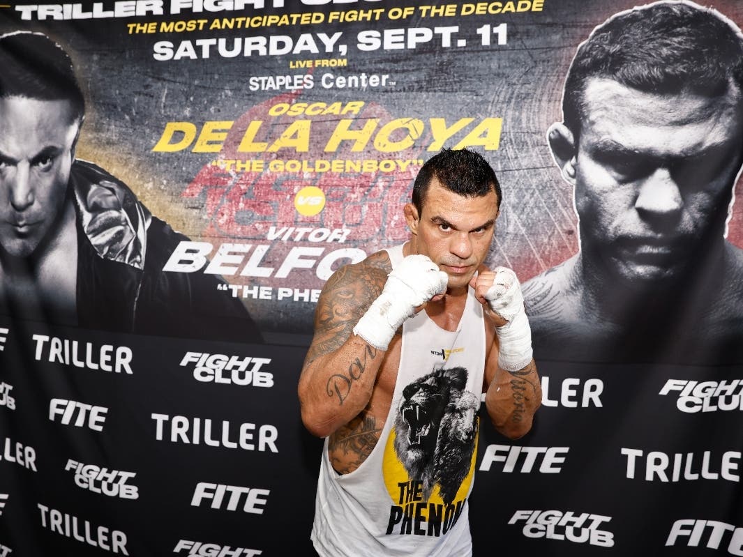 Vitor Belfort poses for a photo in advance of his September 11th fight against Oscar De La Hoya after his media workout at Boca Pal Boxing Gym on August 26, 2021 in Boca Raton, Florida.