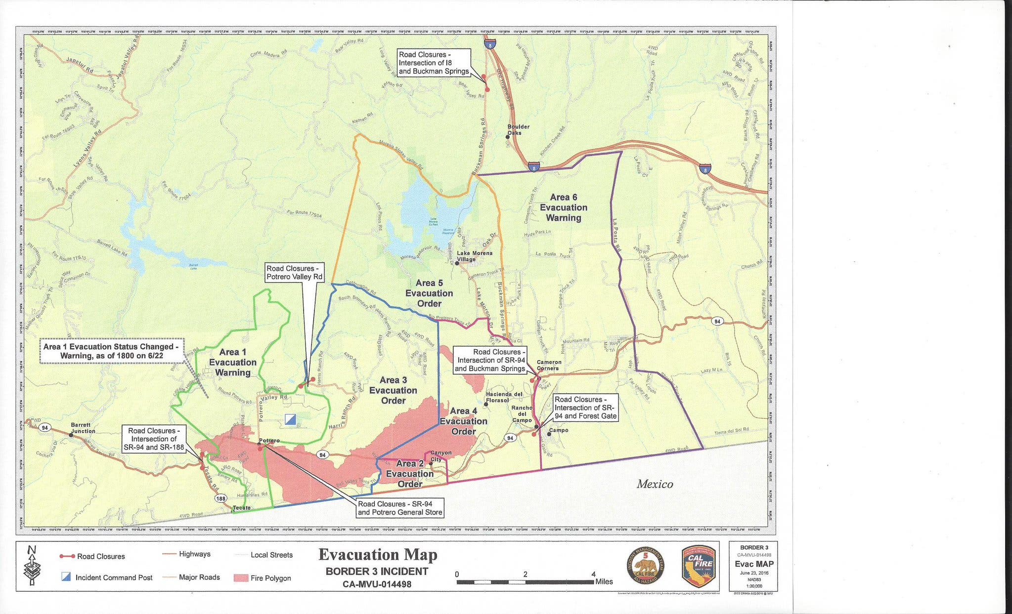 Border Fire Evacuation Map