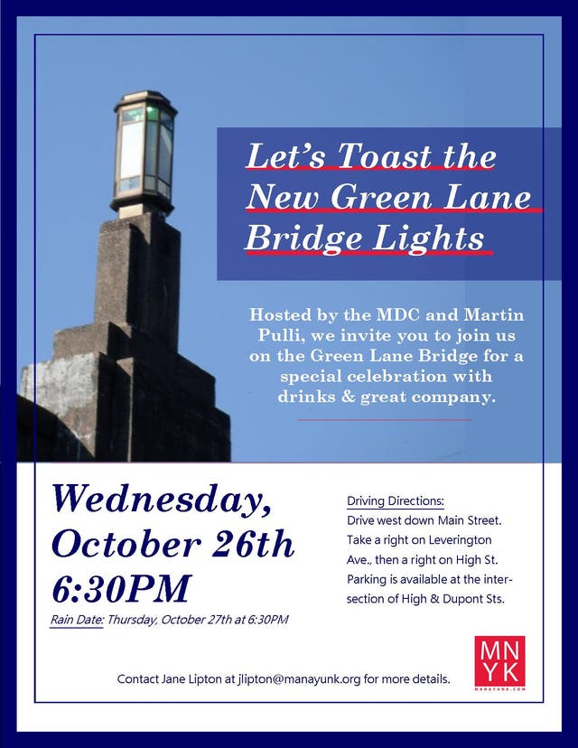 Toast Champagne For Manayunk's Historic Green Lane Bridge Lights