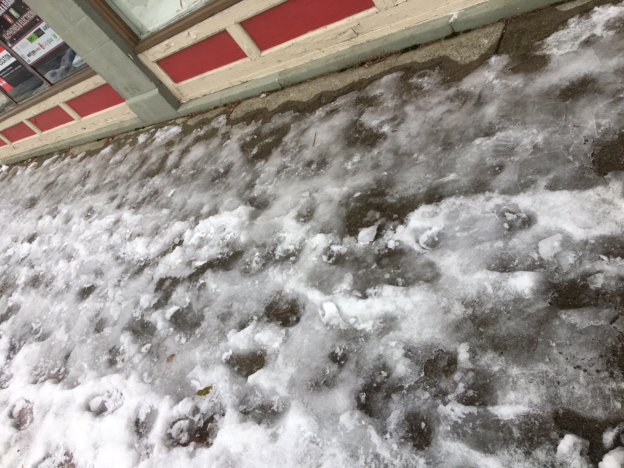 Icy sidewalk on Madison Avenue in Lakewood